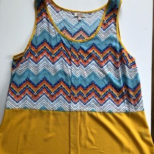 “Pixley” yellow and blue rayon tank top
